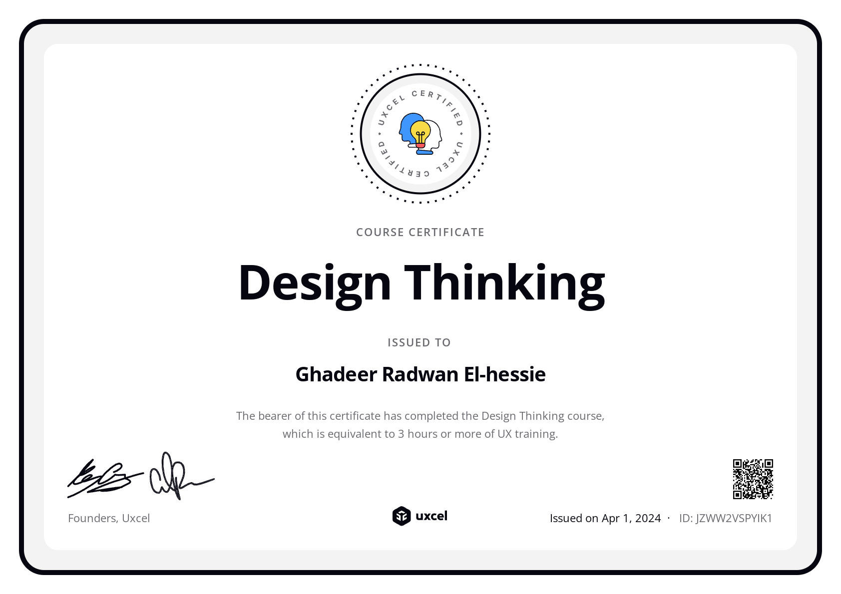 Ghadeer Radwan El-hessie's certificate